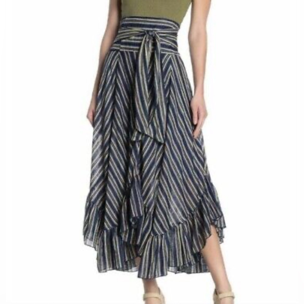 NWOT Free People Lausanne Convertible Maxi Skirt Dress Navy Stripe. Sz Med
